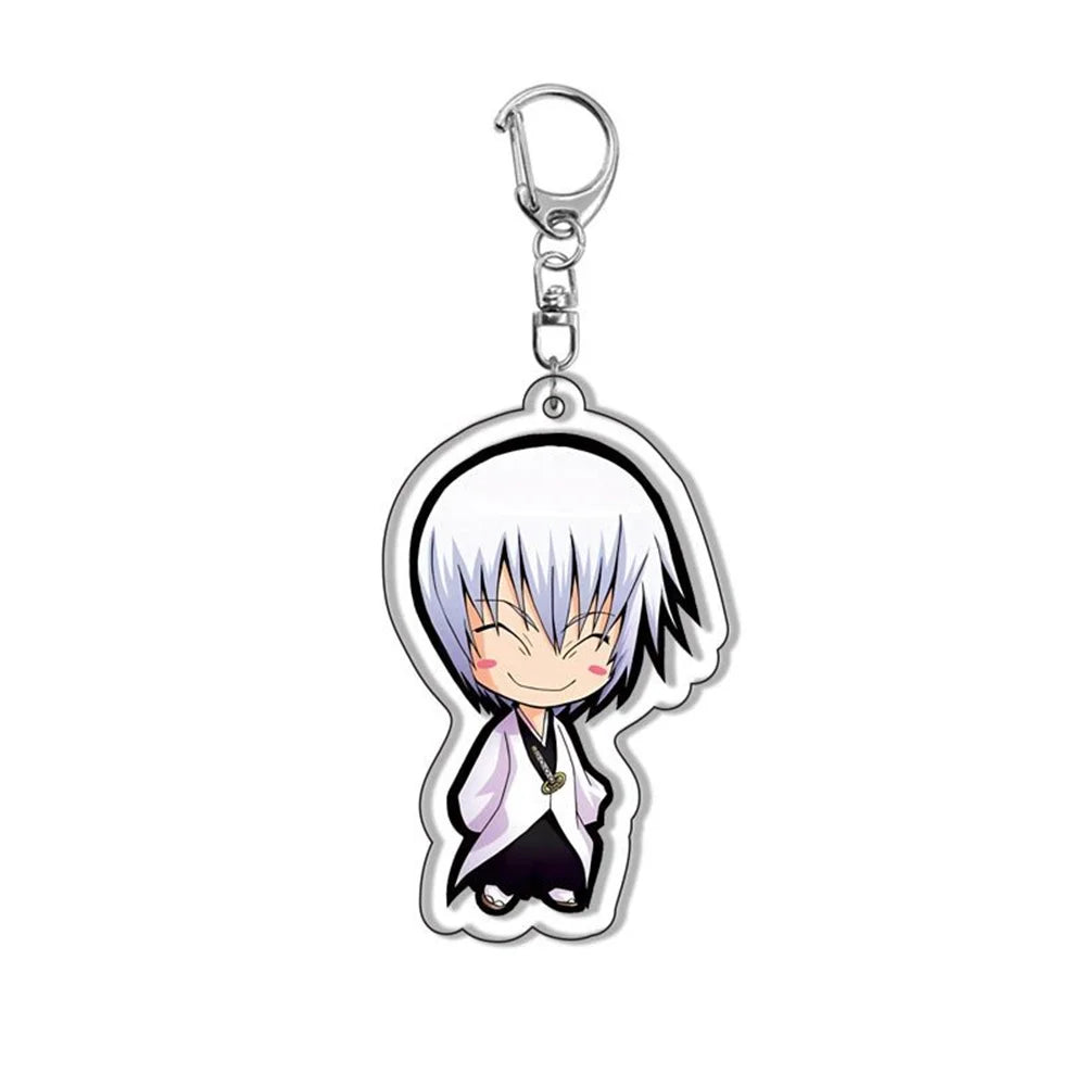 6cm Anime Bleach Acrylic Keychain Fashionable Bag Charming Kurosaki Ichigo Ishida Uryuu Handcuff Cartoon Figurines Keyring Gift
