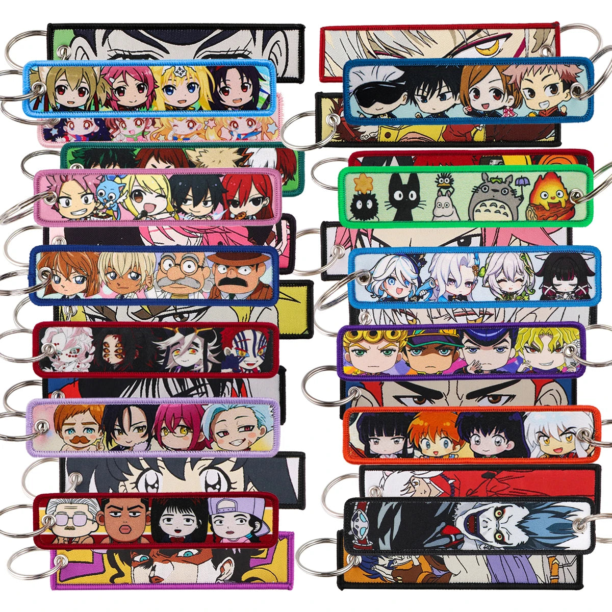 Popular Anime Key Tag Cool Embroidery Keychains Motorcycles Chibi Characters Keychains Adorn Key Ring Accessories Fans Gifts 1pc