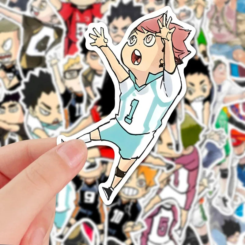 60pcs Anime Haikyuu Graffiti Stickers Cute Volleyball Hinata Shoyo Tobio Kageyama Laptop Guitar Decoration Toys