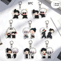 8pcs/set Anime Keychain Jujutsu Kaisen Key Chain Women Accessories Cute Bag Pendant Key Ring Acrylic Cartoon for Friend Gifts