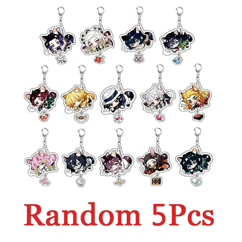 Demon Slayer Anime Peripheral Keychain Tanjiro And Nezuko High-Value Acrylic Bag Pendant Funny Cartoon Key Backpack Keychain