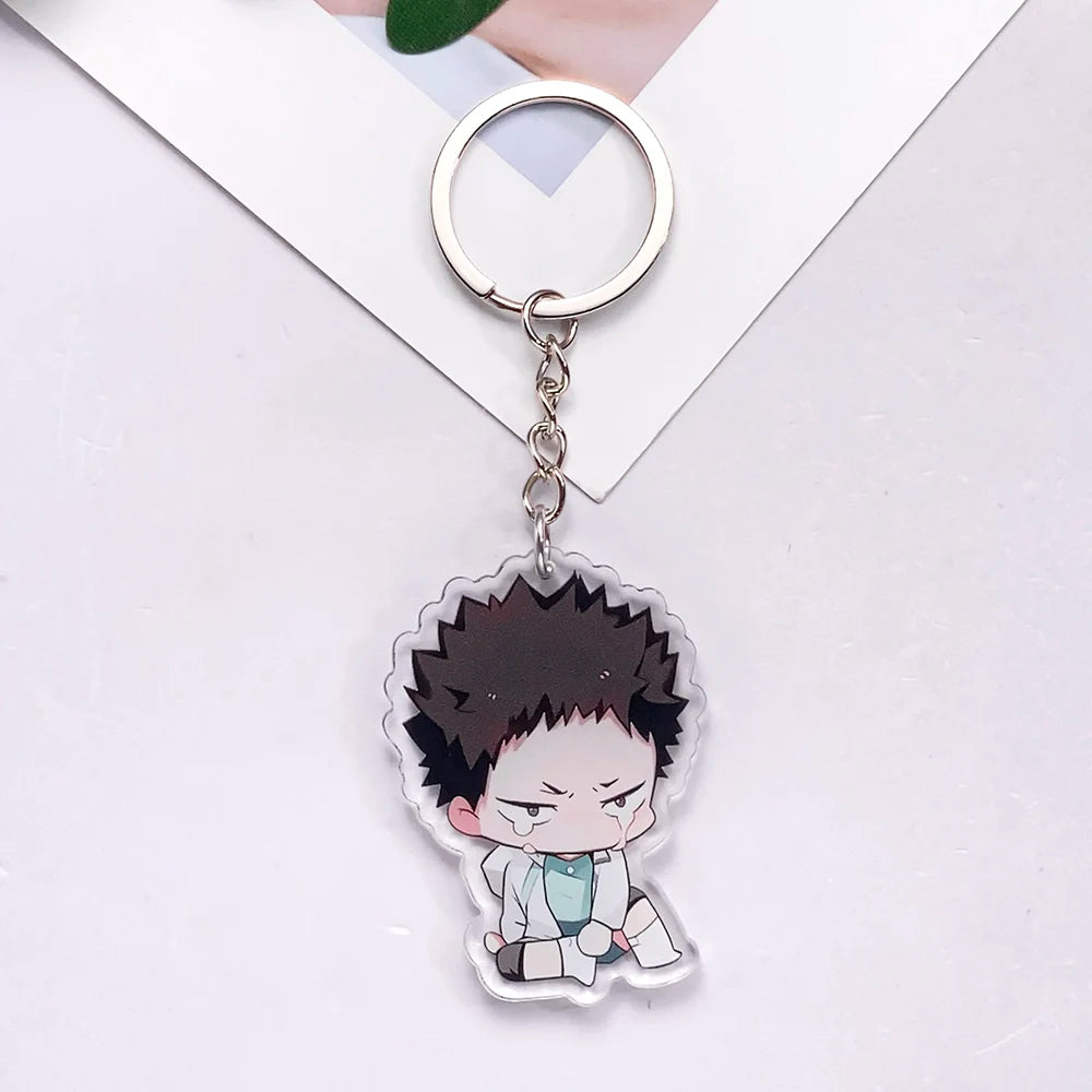 1/12Pcs Anime Character Haikyuu Acrylic Car Keychain Accessories Cute Bag Charm Funny Backpack Pendant Keyring Gifts For Friends