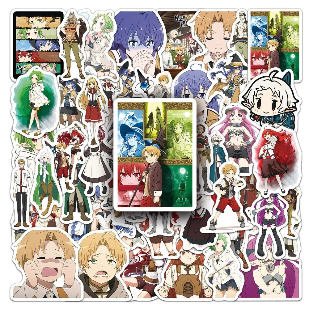 50pcs Anime Jobless Reincarnation (Mushoku Tensei) Cartoon Suitcase Stationery Laptop Computer Guitar Cell Phone Decorate Decals