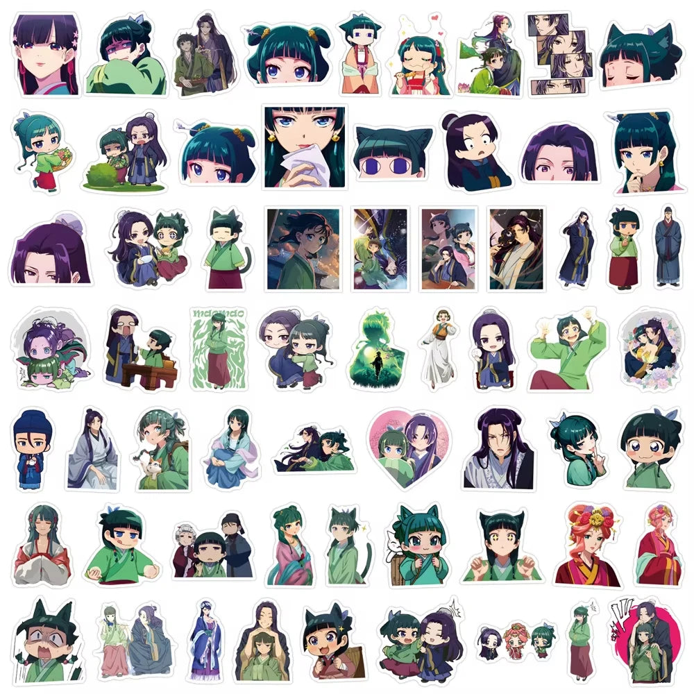 60Pcs Maomao Apothecary Diaries Stickers Jinshi DIY Stickers Scrapbooking Phone Luggage Skateboard Vinyl Waterproof Decals