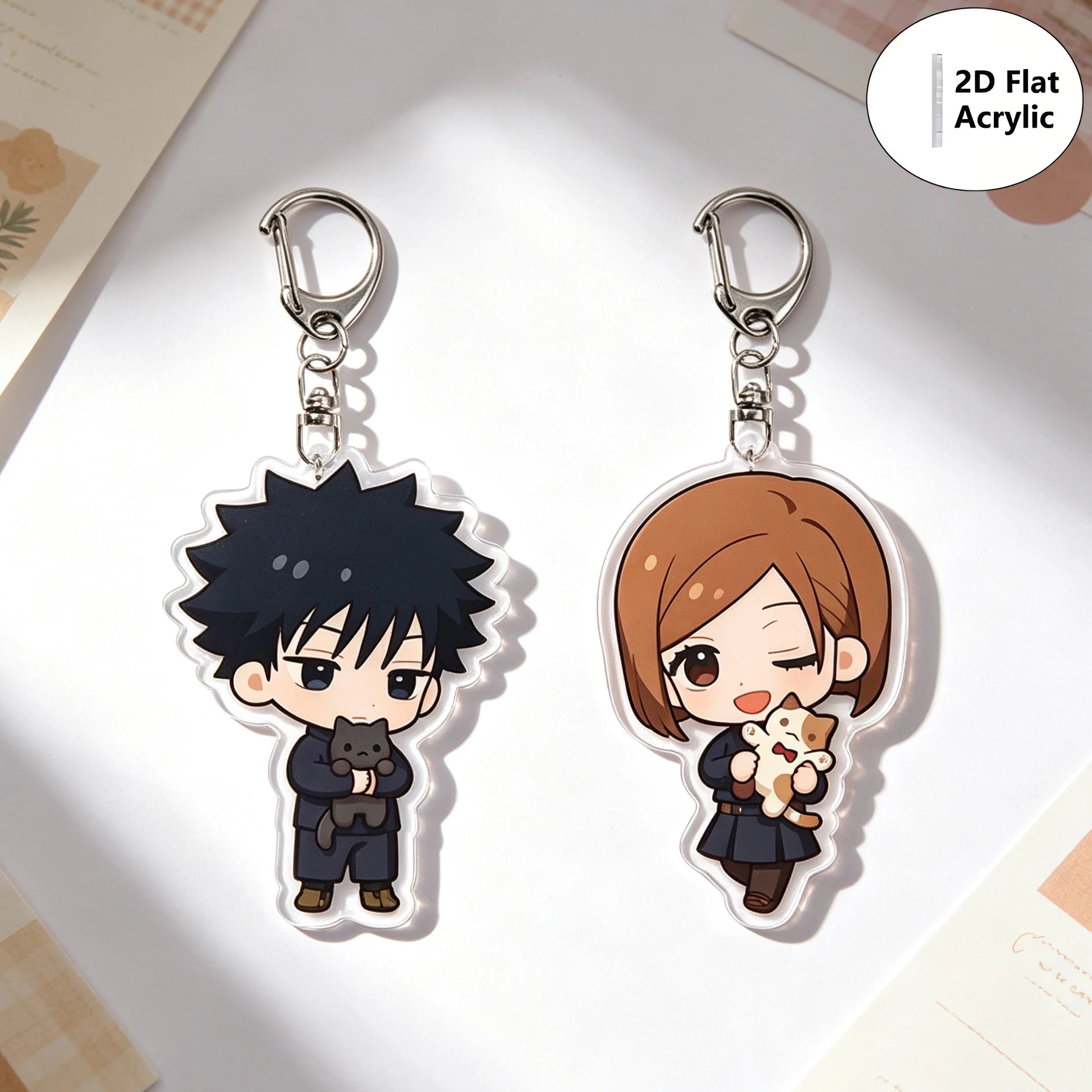8pcs/set Anime Keychain Jujutsu Kaisen Key Chain Women Accessories Cute Bag Pendant Key Ring Acrylic Cartoon for Friend Gifts