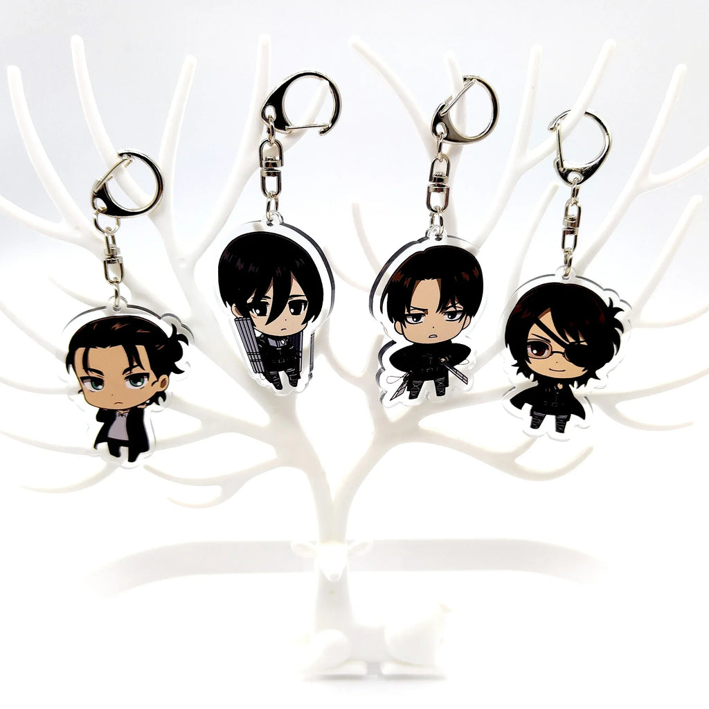 4/8pcs/set Anime Keychain Attack on Titan Cute Cartoon Car Accessories for Bag Pendant Shingeki No Kyojin Friend Gifts wholesale