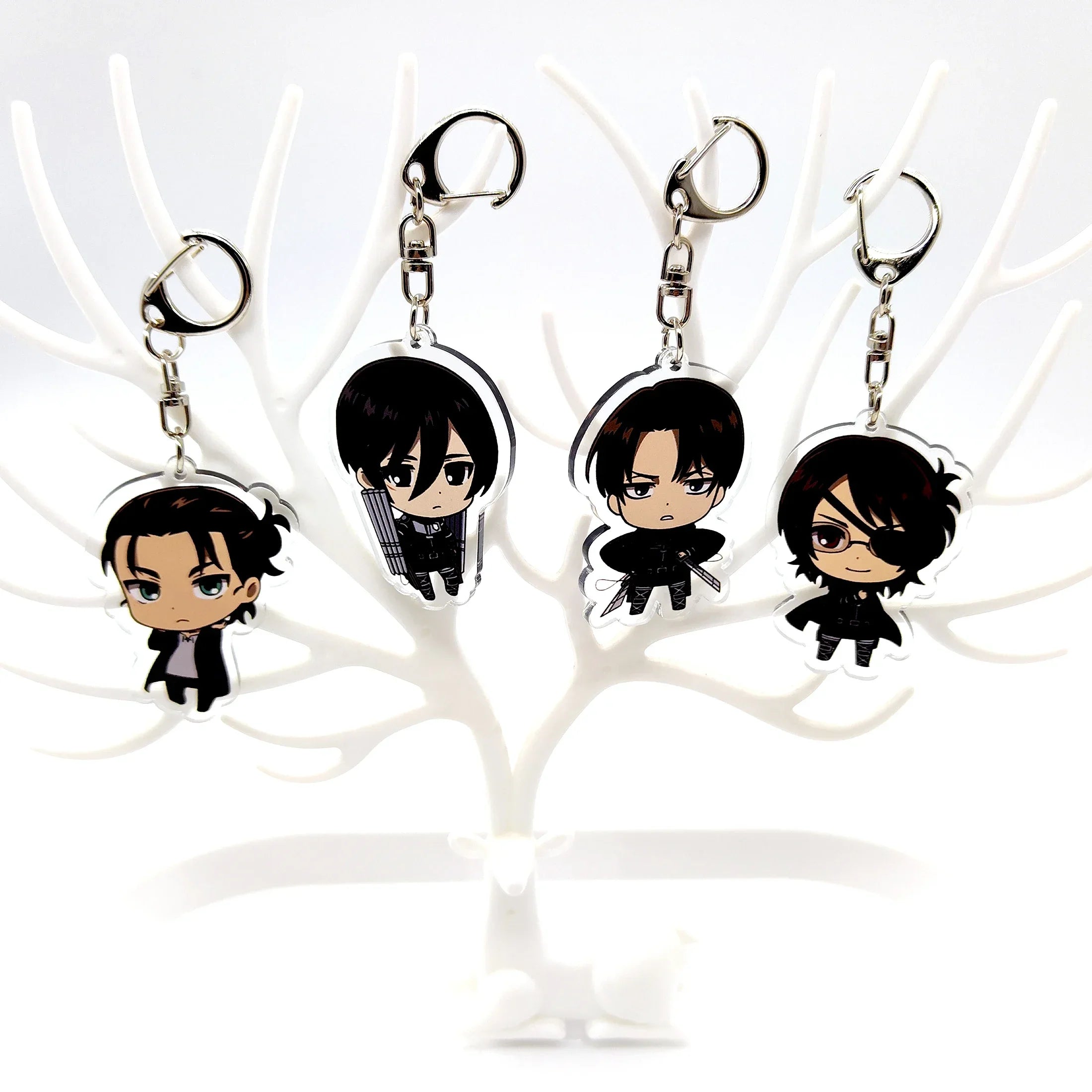 4/8pcs/set Anime Keychain Attack on Titan Cute Cartoon Car Accessories for Bag Pendant Shingeki No Kyojin Friend Gifts wholesale