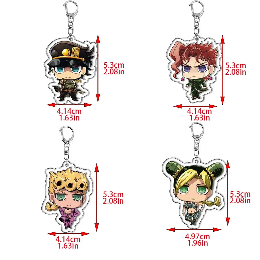5/8pcs/set Anime JOJO Bizarre Adventure Keychain Key Chain for Accessories Cute Bag Pendant Key Ring Acrylic Cartoon wholesale