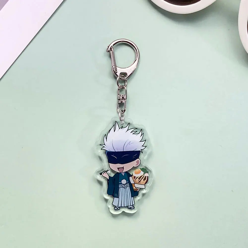 8PCS Anime Jujutsu Kaisen Acrylic Car Keychain Accessories Cartoon Creative Bag Charm Cute Key Holder Backpack Pandent Keyring