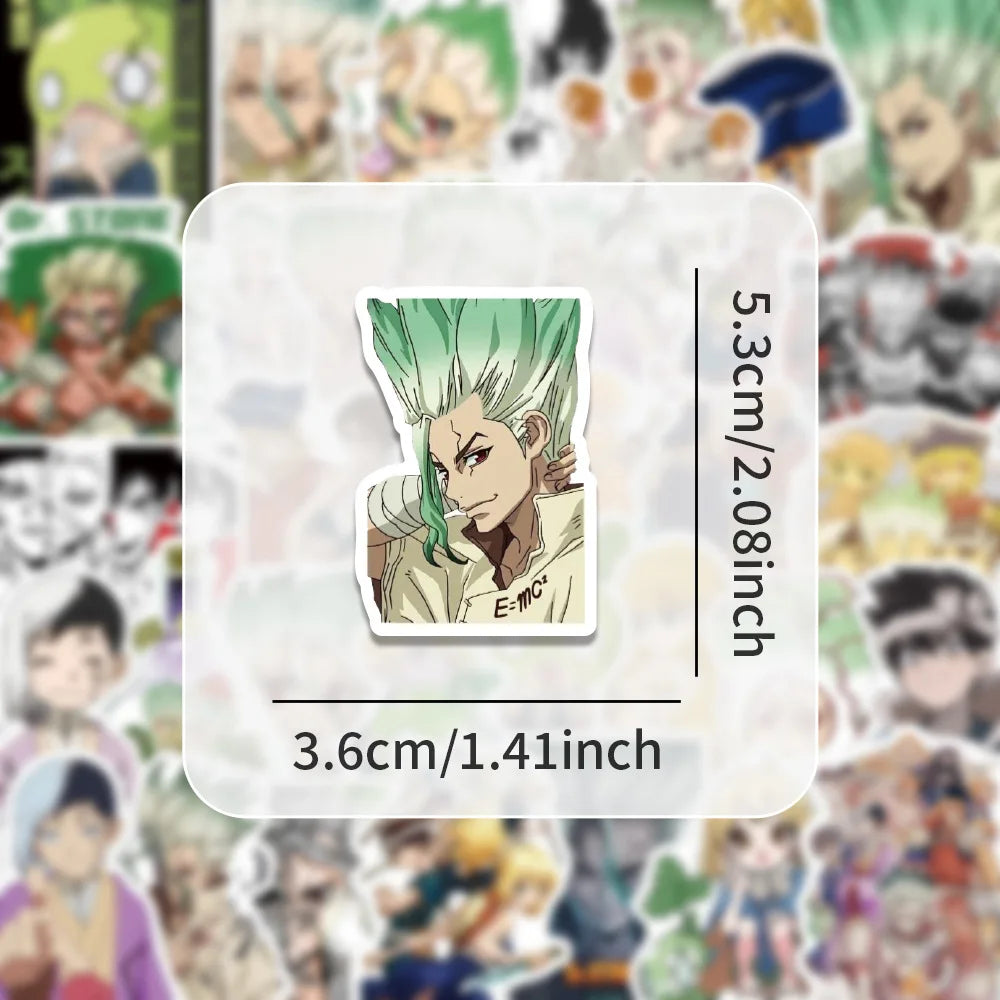 54PCS Dr.STONE Japan Comics Stickers Cartoon Figure Graffiti Decoration DIY Notebook Suitcase Guitar Phone Refrigerator Decals