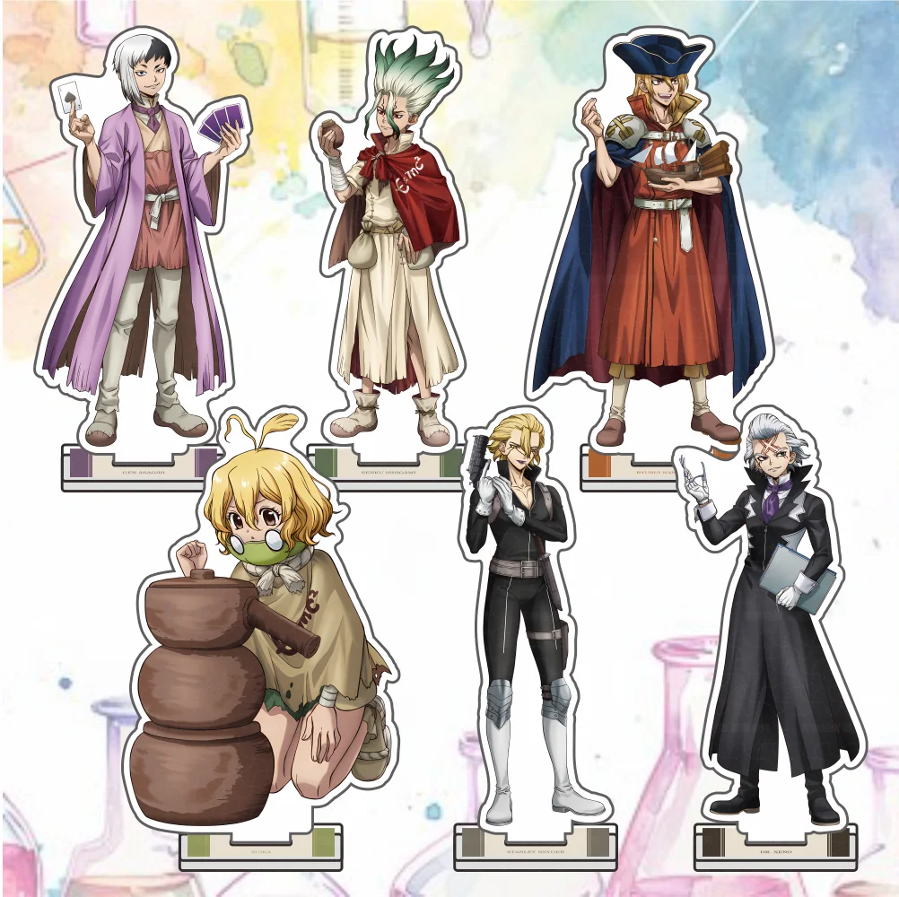 Hot anime Dr.Stone acrylic keychain model cosplay charm characters Senku Tsukasa Taiju kuromu key ring fans Christmas gifts
