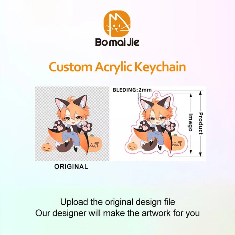 Custom Keychain Cartoon Acrylic Key Chain Photo Customized Anime Charms Hologram Clear Personalized Designer Car Keychains
