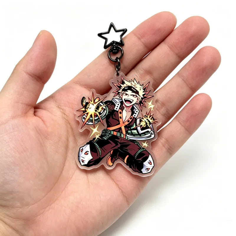 My Academia Acrylic Keychain - Izuku Midoriya & Katsuki Bakugo Q Version Charms - Anime Deku & Kacchan Pendant for Fans