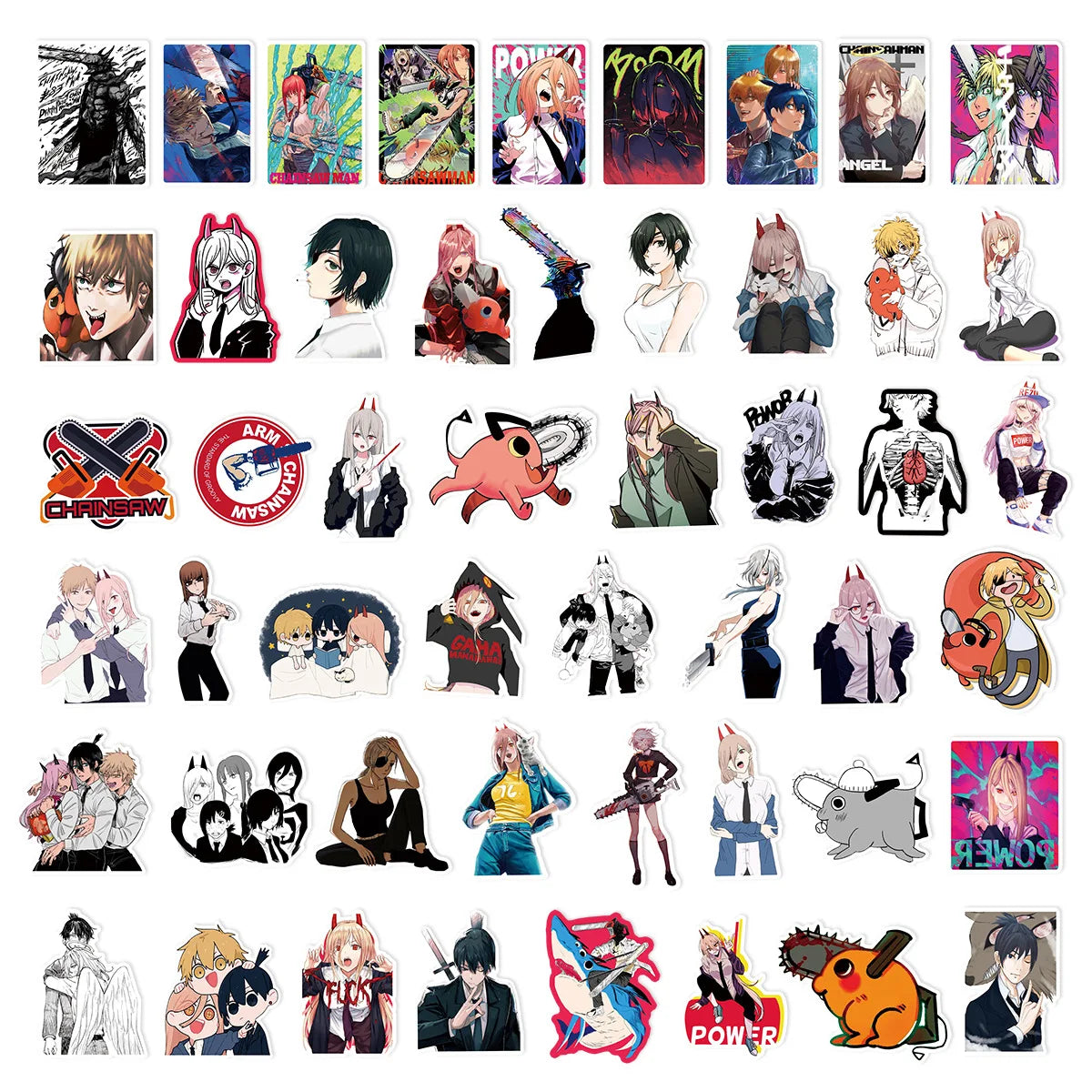 100Pcs Anime Chainsaw Man Stickers Vinyl Waterproof for Laptop Phone Case Notebook Water Bottle DIY Stickers