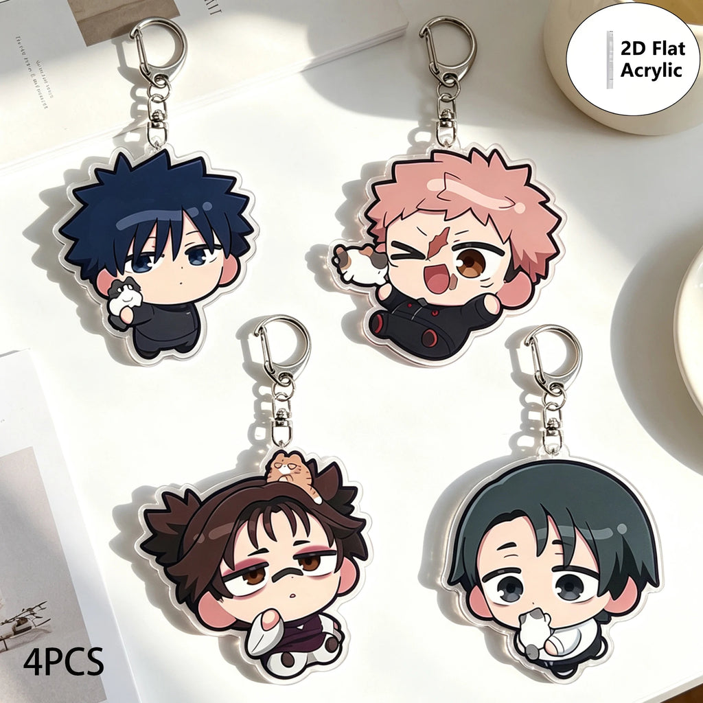 4/10pcs/set Anime Keychain Jujutsu Kaisen Key Chain Women Accessories Cute Bag Pendant Key Ring Acrylic Cartoon for Friend Gifts