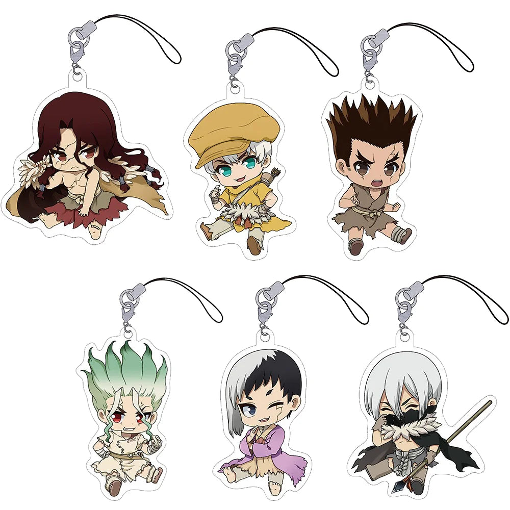 Anime Dr.Stone Acrylic Keychain Model Cosplay Charm Characters Senku Tsukasa Taiju Kuromu Ornament Accessories Goods Collection