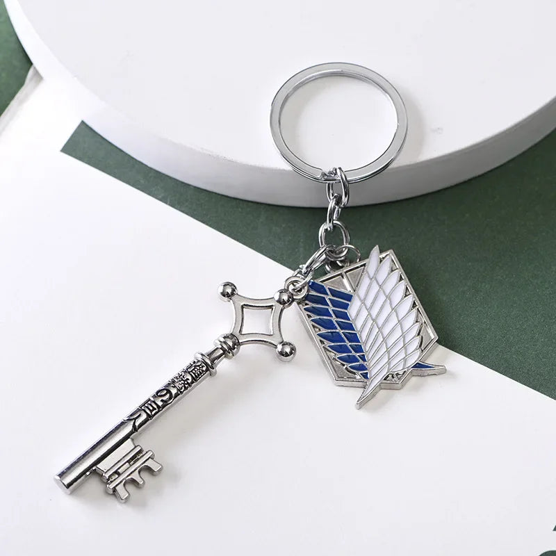 Attack On Titan Wings of Liberty DIY Keychain For Men Women Shingeki No Kyojin Anime Cosplay Key Ring Car Bag Jewelry Collect