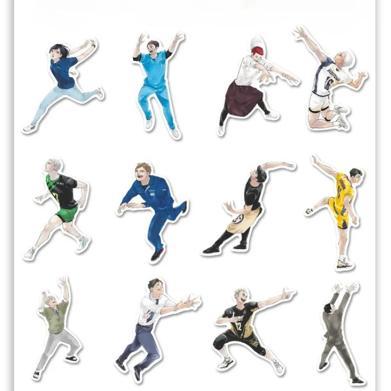 60pcs Anime Haikyuu Graffiti Stickers Cute Volleyball Hinata Shoyo Tobio Kageyama Laptop Guitar Decoration Toys