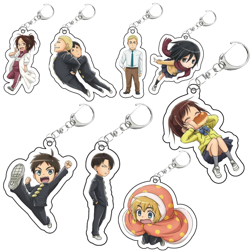 Anime 55MM Attack on Titan Keychain Eren Jaeger/Mikasa Ackerman/Armin Arlert Key Chain Acrylic Model Plate Christmas Gifts