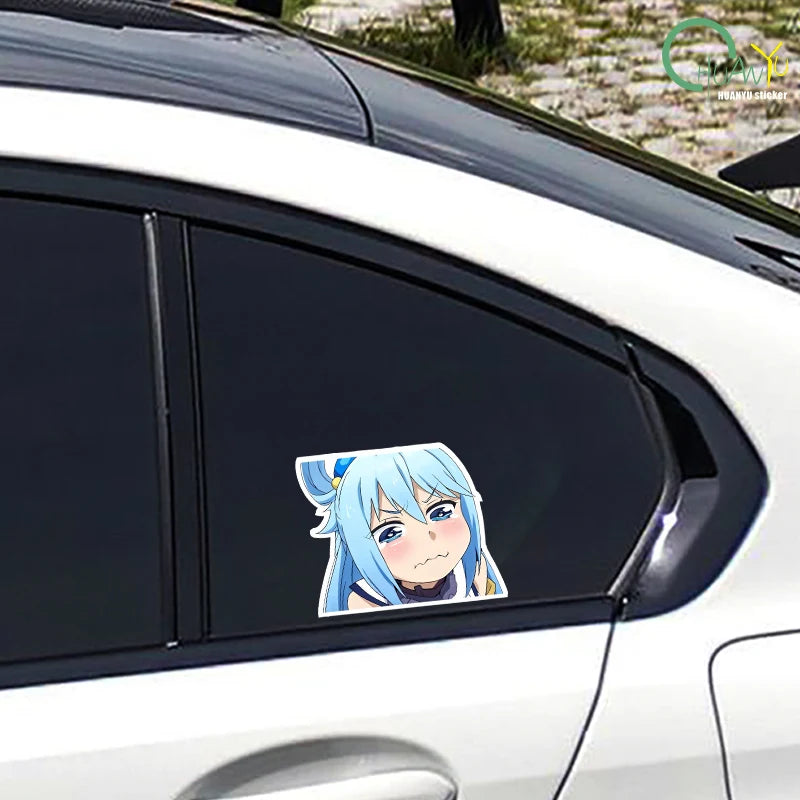 Aqua Konosuba  5PCS Stickers for Background Window Luggage Living Room Home Water Bottles Wall Room Print Decorations Art