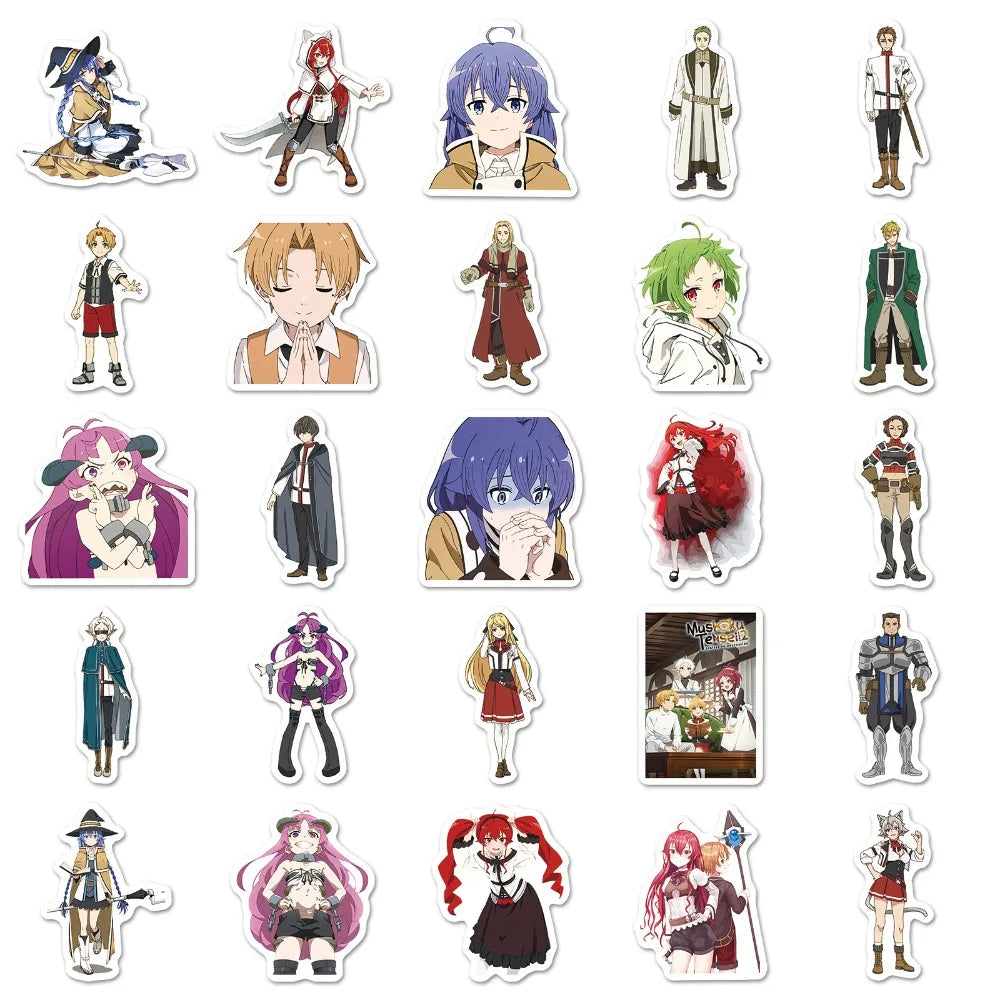50pcs Anime Jobless Reincarnation (Mushoku Tensei) Cartoon Suitcase Stationery Laptop Computer Guitar Cell Phone Decorate Decals