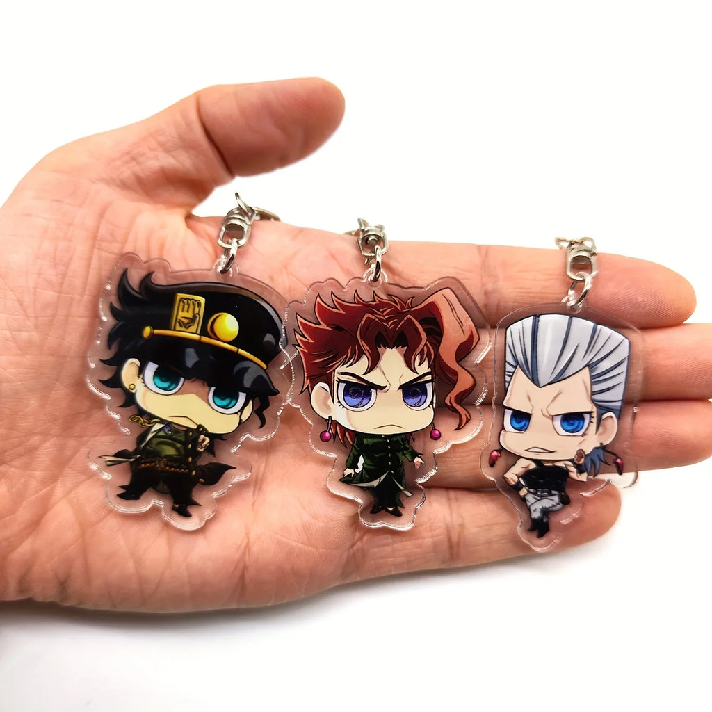 5/8pcs/set Anime JOJO Bizarre Adventure Keychain Key Chain for Accessories Cute Bag Pendant Key Ring Acrylic Cartoon wholesale