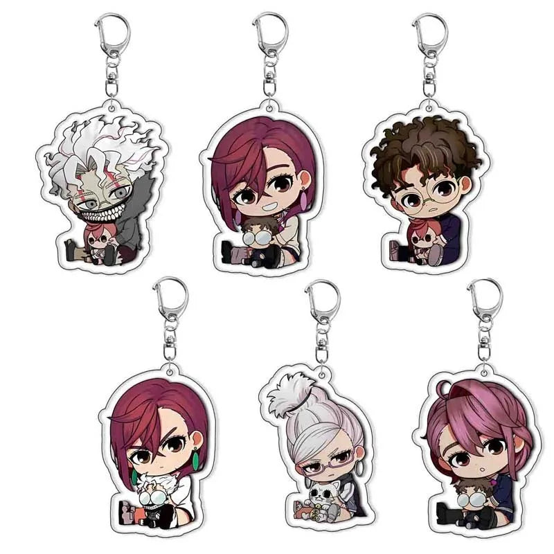 6pcs/set Anime DAN DA DAN Keychain Man Key Chain for Accessories Cute Bag Pendant Key Ring Acrylic Cartoon for Friends wholesale