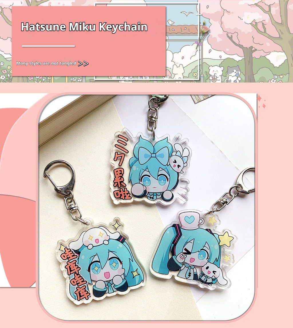 Hatsune Miku Acrylic Keychain Cute Girl Anime Peripheral Creativity Cute Backpack Pendant Decor Fashion Surprise Couple Toy Gift
