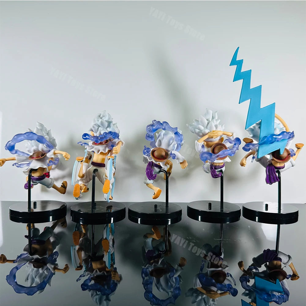 Hot 5Pcs/set One Piece Anime Figure Luffy Nika Gear 5 Multiform Figure Sun God Luffy Pvc Model Doll Collection Toy Gifts