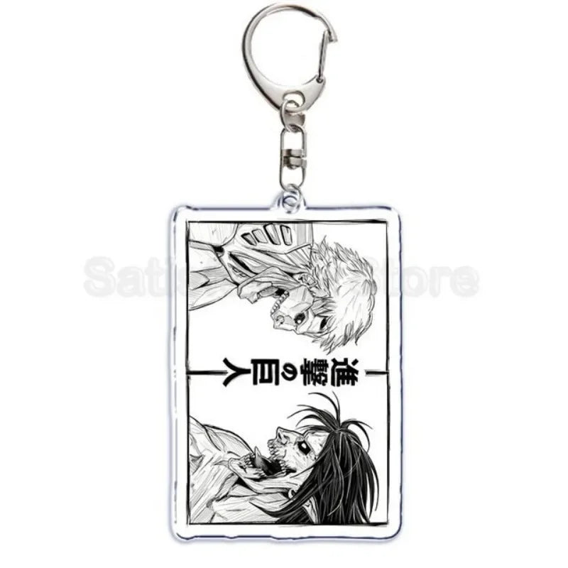 Anime Attacking of The Giants Levi Ackerman Allen Yeager Keychain Pendant Role Playing Double Sided Acrylic Keyring Jewelry Prop