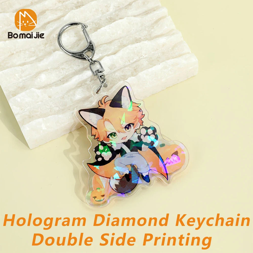 Custom Keychain Cartoon Acrylic Key Chain Photo Customized Anime Charms Hologram Clear Personalized Designer Car Keychains