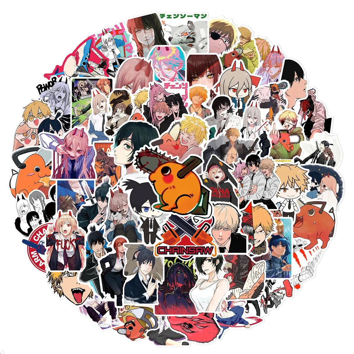 100Pcs Anime Chainsaw Man Stickers Vinyl Waterproof for Laptop Phone Case Notebook Water Bottle DIY Stickers