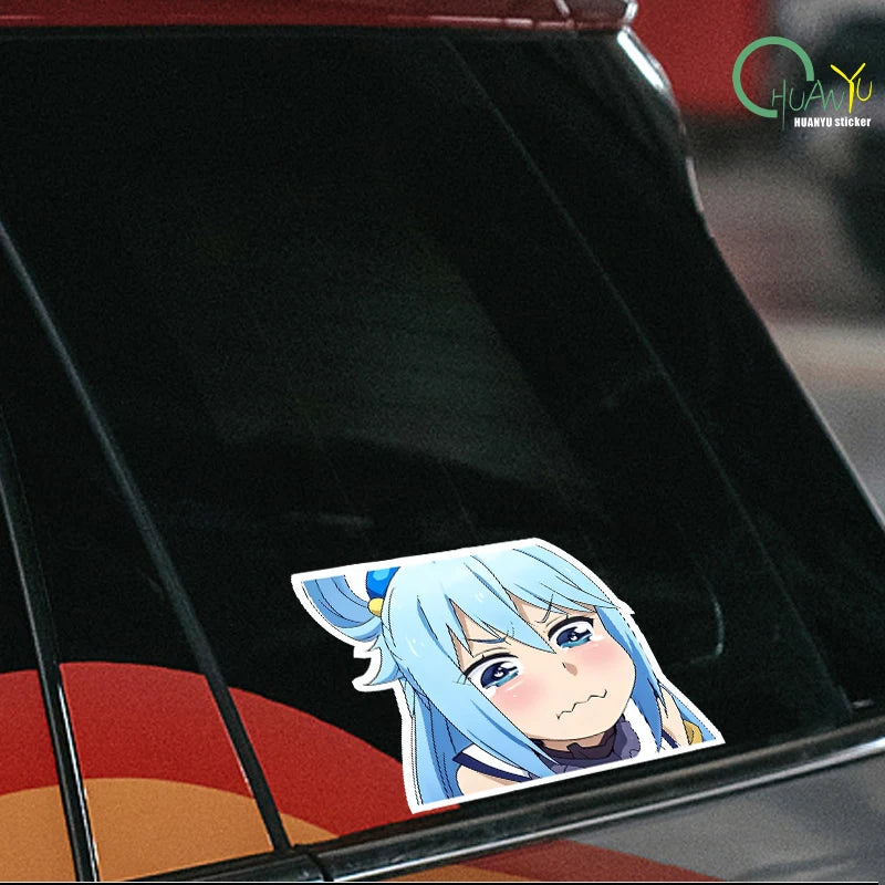 Aqua Konosuba  5PCS Stickers for Background Window Luggage Living Room Home Water Bottles Wall Room Print Decorations Art