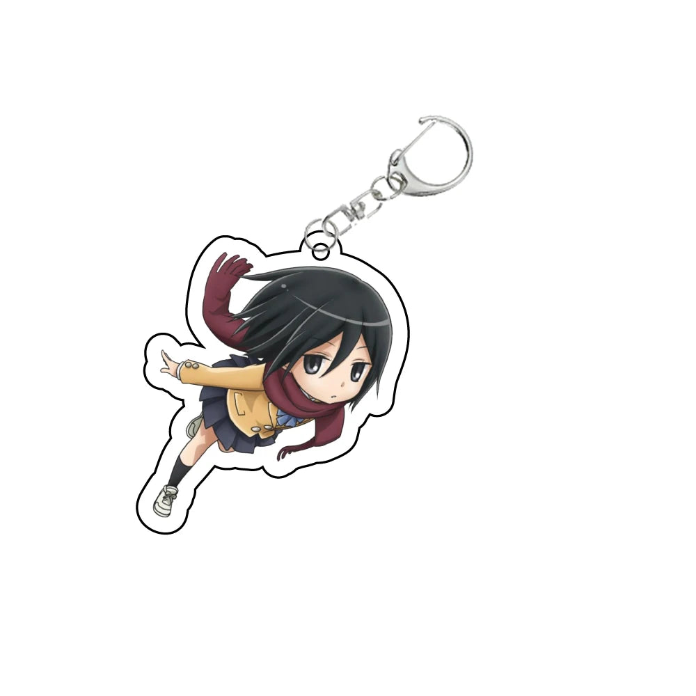Anime 55MM Attack on Titan Keychain Eren Jaeger/Mikasa Ackerman/Armin Arlert Key Chain Acrylic Model Plate Christmas Gifts