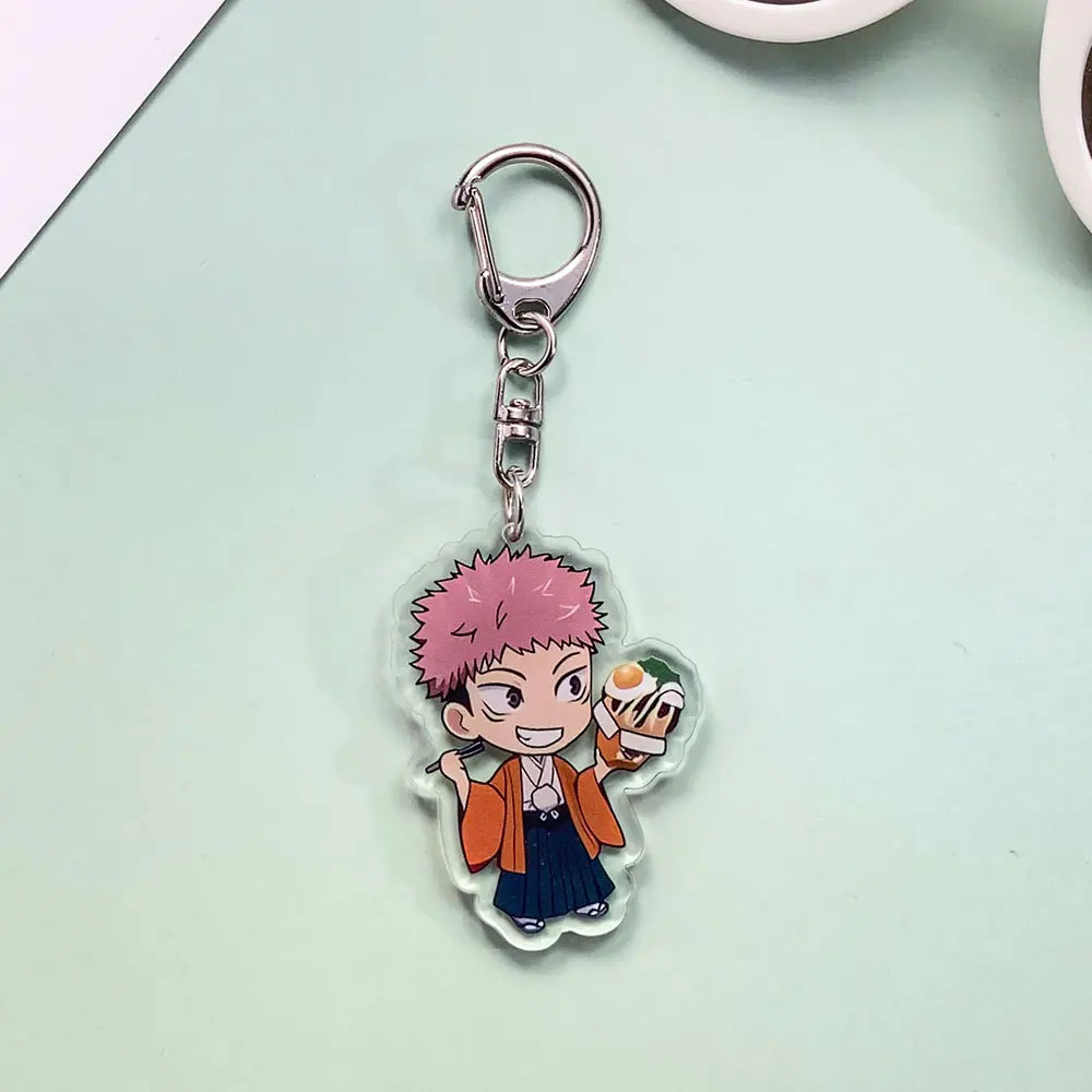 8PCS Anime Jujutsu Kaisen Acrylic Car Keychain Accessories Cartoon Creative Bag Charm Cute Key Holder Backpack Pandent Keyring