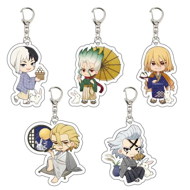 Anime Dr. Stone Acrylic Keychain Accessories Popular Chic Bag Charms Kawaii Fun Backpack Pendant Key Ring Fans Gifts 6cm
