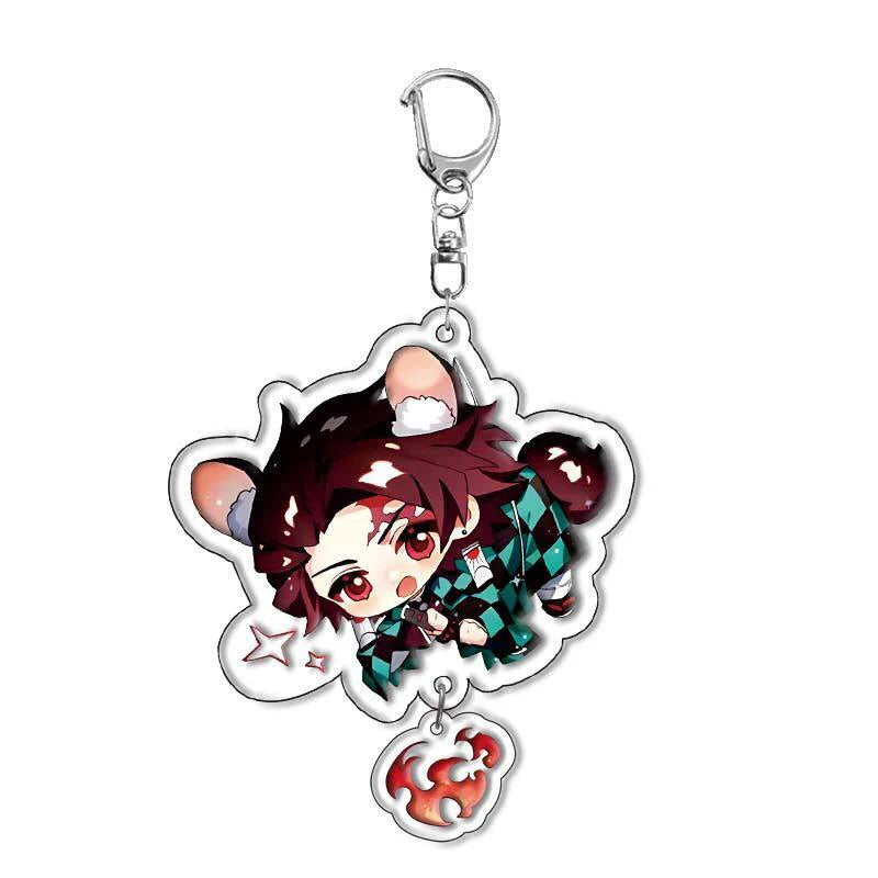 Demon Slayer Anime Peripheral Keychain Tanjiro And Nezuko High-Value Acrylic Bag Pendant Funny Cartoon Key Backpack Keychain