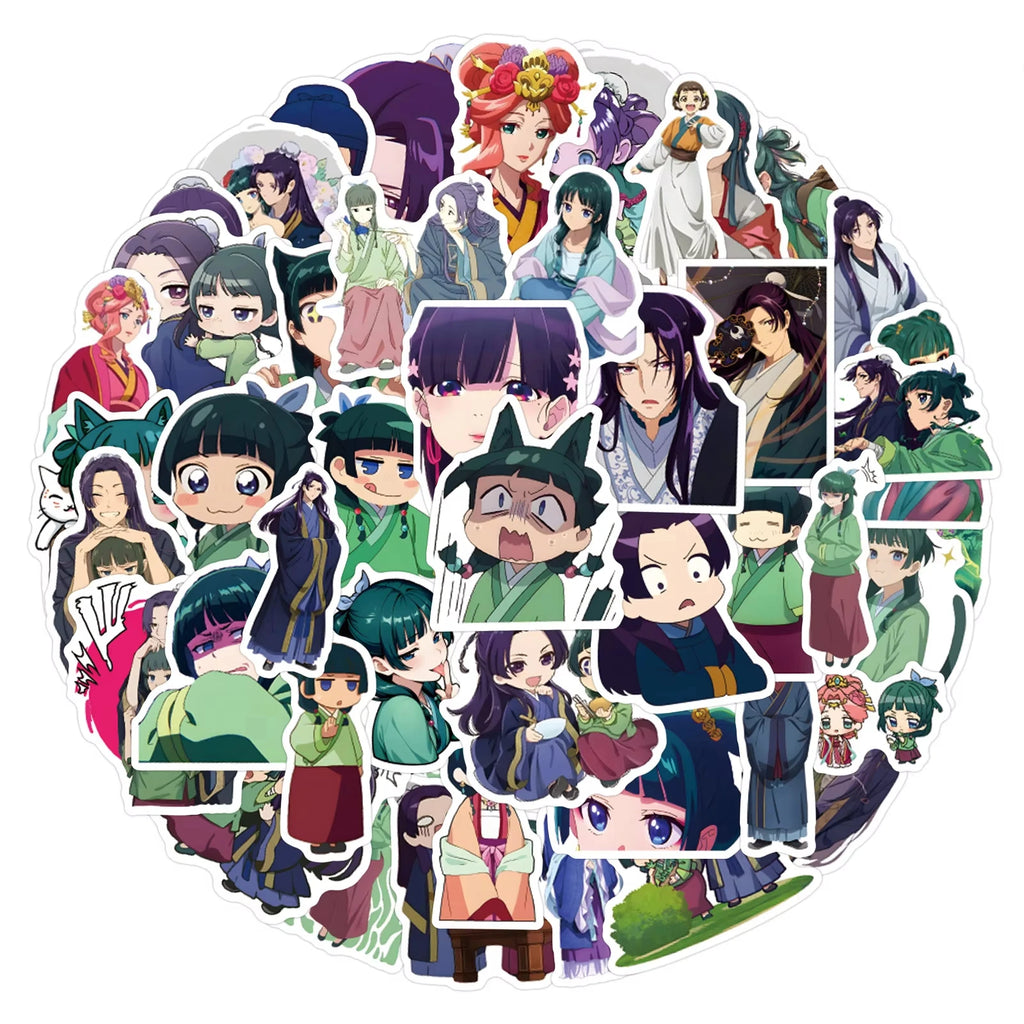 60Pcs Maomao Apothecary Diaries Stickers Jinshi DIY Stickers Scrapbooking Phone Luggage Skateboard Vinyl Waterproof Decals