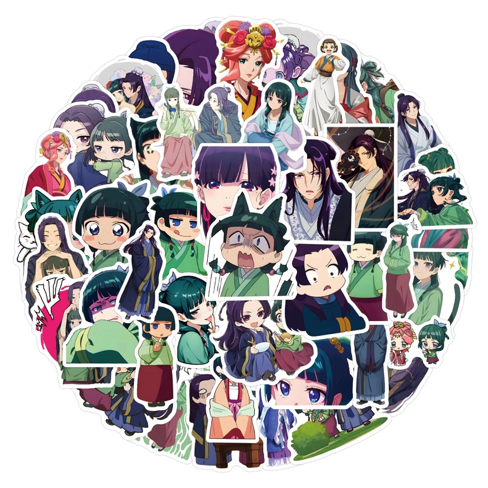 60Pcs Maomao Apothecary Diaries Stickers Jinshi DIY Stickers Scrapbooking Phone Luggage Skateboard Vinyl Waterproof Decals