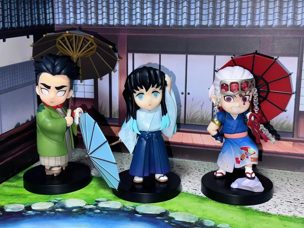 New Anime Figure Demon Slayer Figures Kimetsu No Yaiba Doll Plum Rain Series Blind Box Figurine Warrior Action Figure Model Toys
