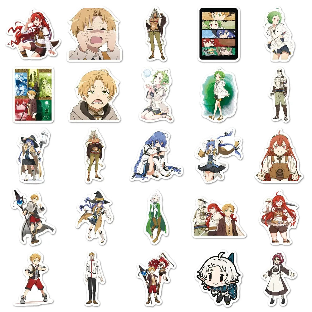 50pcs Anime Jobless Reincarnation (Mushoku Tensei) Cartoon Suitcase Stationery Laptop Computer Guitar Cell Phone Decorate Decals