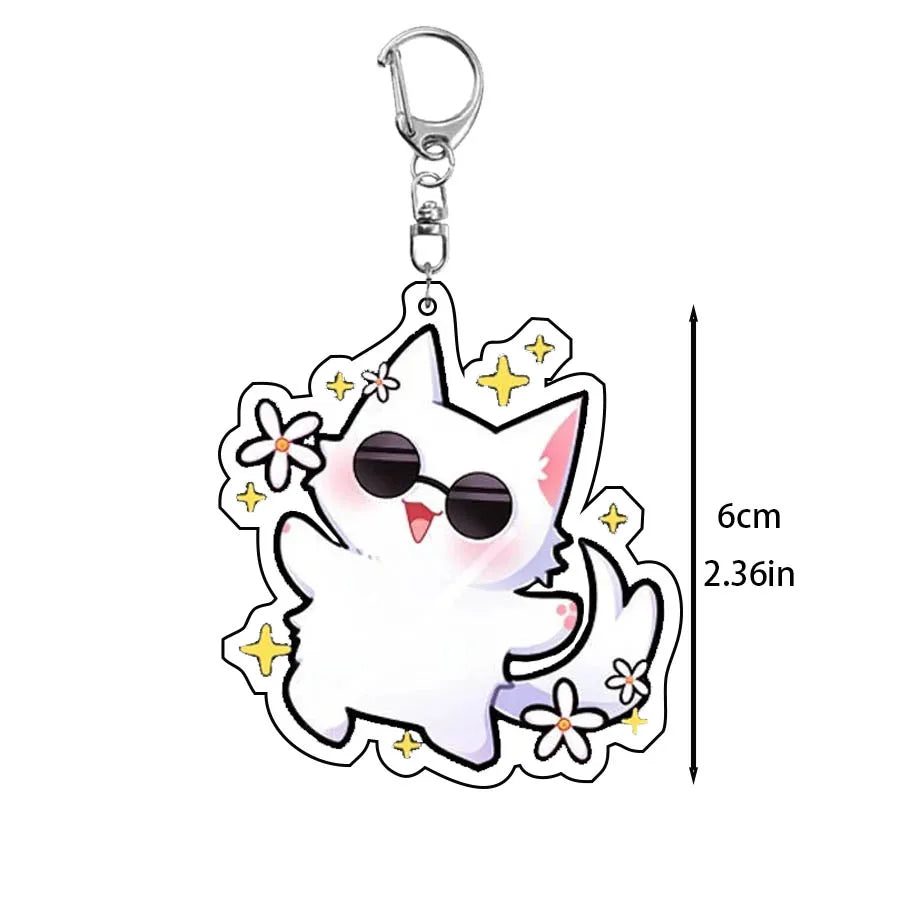 5pcs/set Anime Gojo Satoru cat Keychain Key Chain Accessories Cute Bag Pendant Key Ring Acrylic Cartoon Friends Gift wholesale