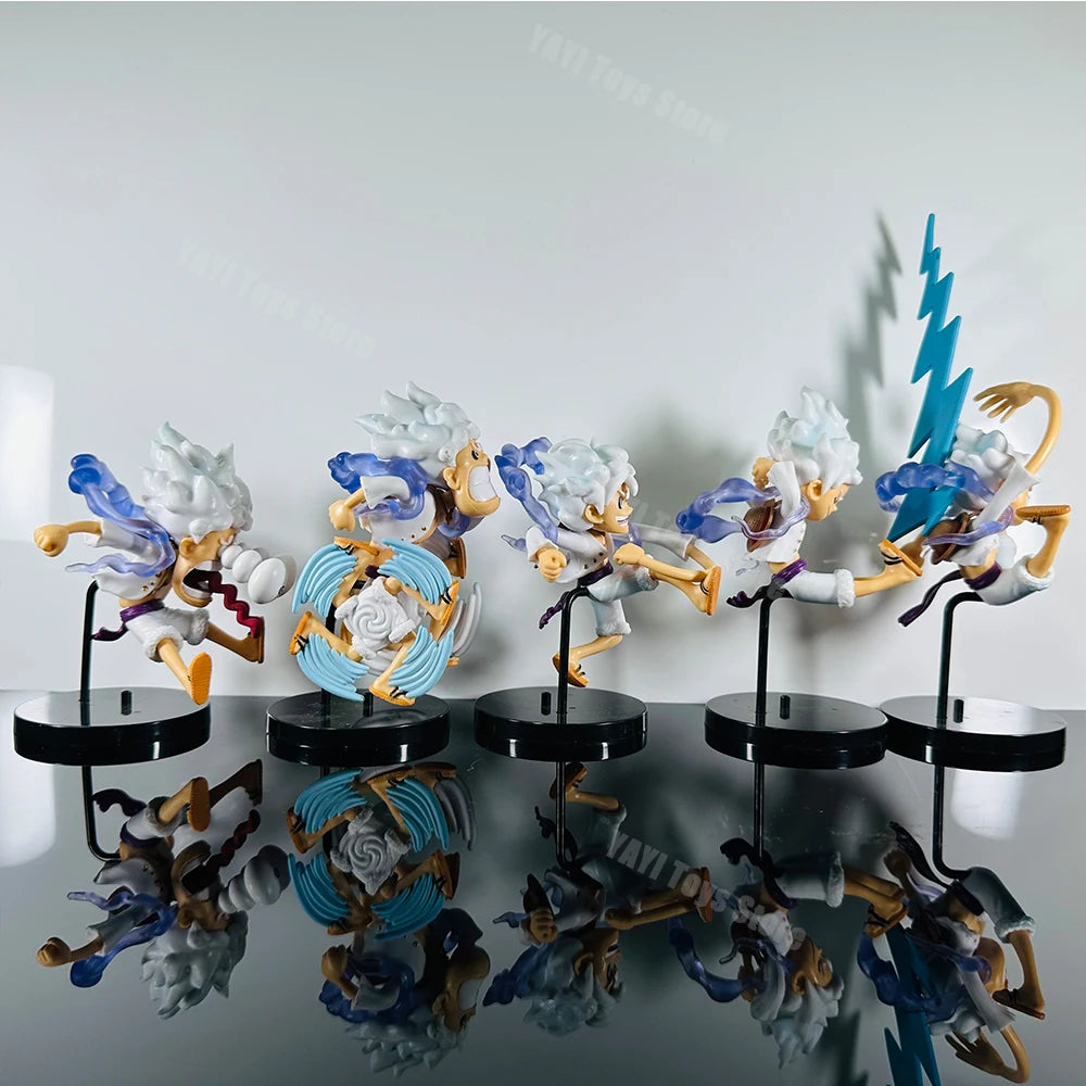 Hot 5Pcs/set One Piece Anime Figure Luffy Nika Gear 5 Multiform Figure Sun God Luffy Pvc Model Doll Collection Toy Gifts