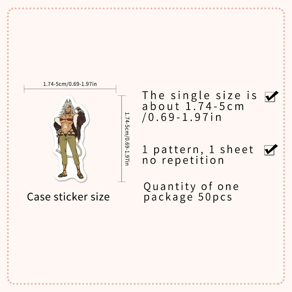 50pcs Anime Jobless Reincarnation (Mushoku Tensei) Cartoon Suitcase Stationery Laptop Computer Guitar Cell Phone Decorate Decals