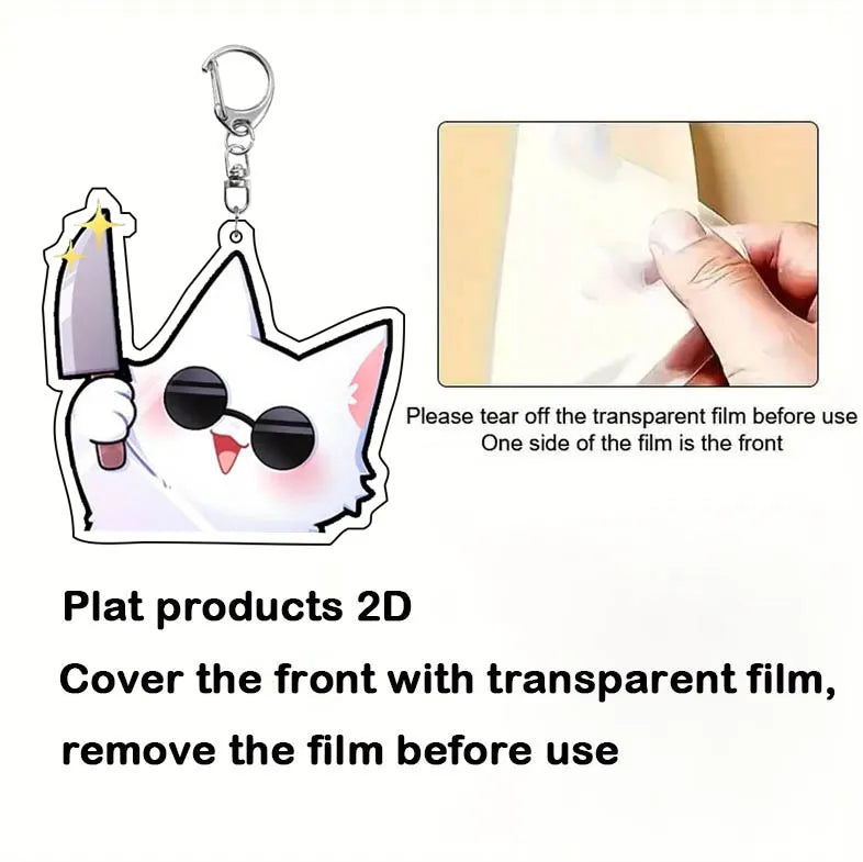 5pcs/set Anime Gojo Satoru cat Keychain Key Chain Accessories Cute Bag Pendant Key Ring Acrylic Cartoon Friends Gift wholesale