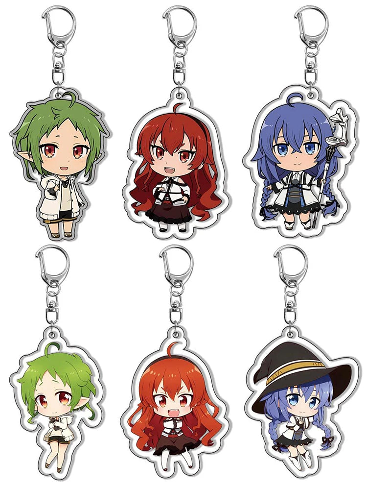 Anime Mushoku Tensei：Jobless Reincarnation Keychain Cartoon Figure Roxy Sylphiette Eris Boreas Greyrat Key Ring Jewelry Gifts