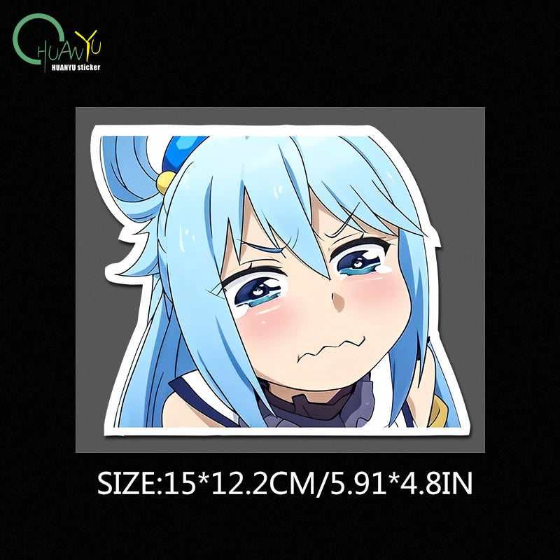 Aqua Konosuba  5PCS Stickers for Background Window Luggage Living Room Home Water Bottles Wall Room Print Decorations Art