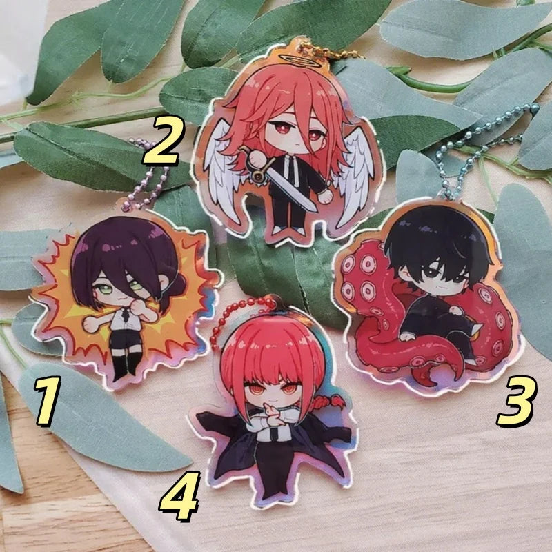 Anime Chainsaw Acrylic Transparent Keychain | Cute/Punk Pair Design | Durable Lightweight Key Ring for Couples Friends Gift