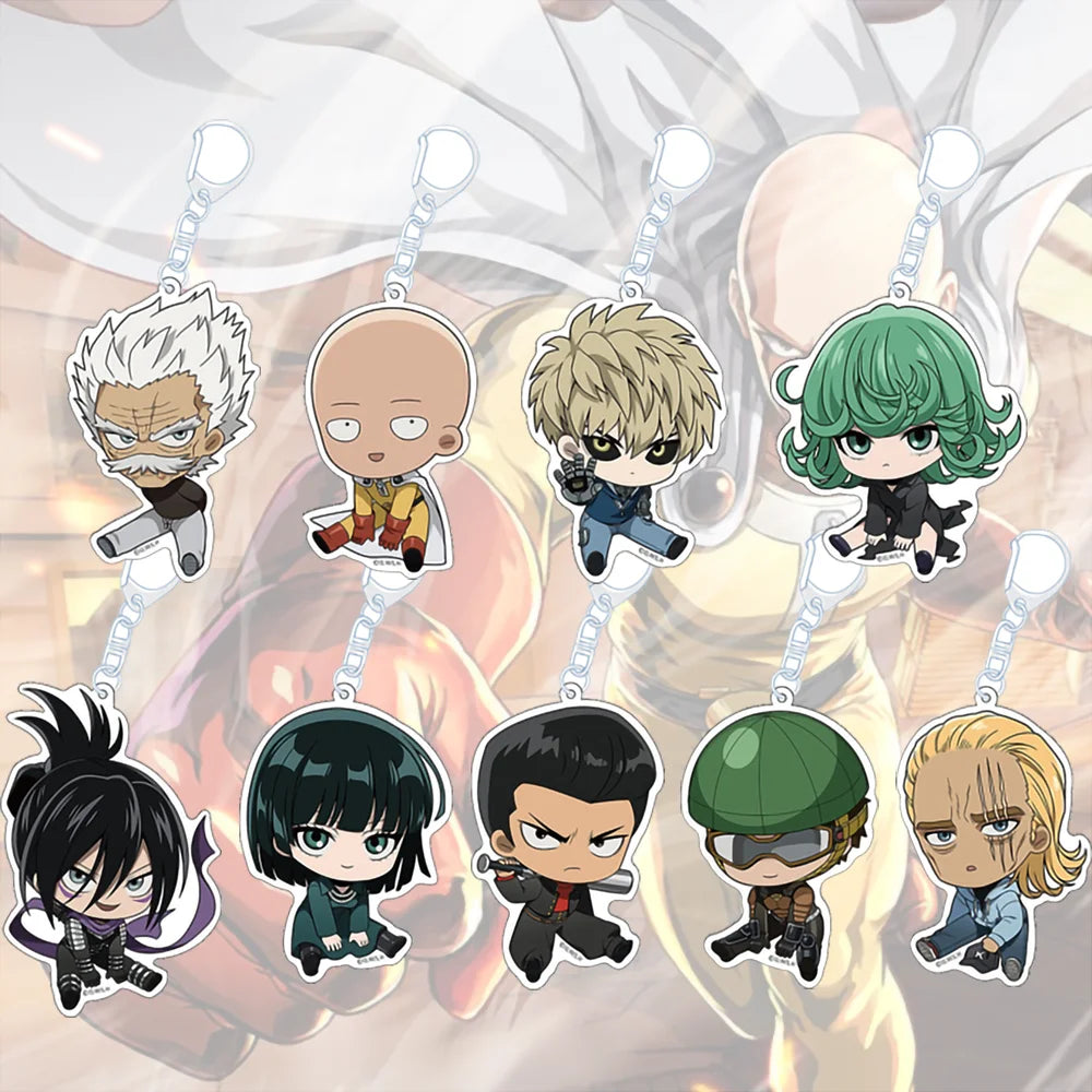 One Punch Man Petan-nyaa Acrylic Keychain - King, Cute Chibi Style, Collectible Anime Charm, Perfect Gift for One Punch Man Fans