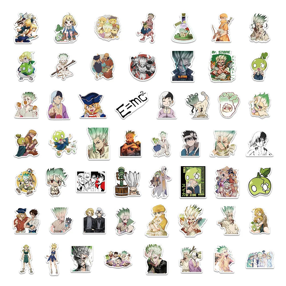 54PCS Dr.STONE Japan Comics Stickers Cartoon Figure Graffiti Decoration DIY Notebook Suitcase Guitar Phone Refrigerator Decals
